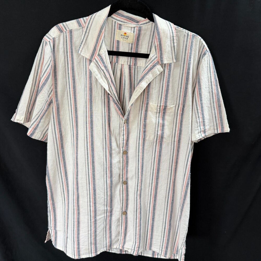 Marine Layer Mens Button Up Stripped Shirt Medium